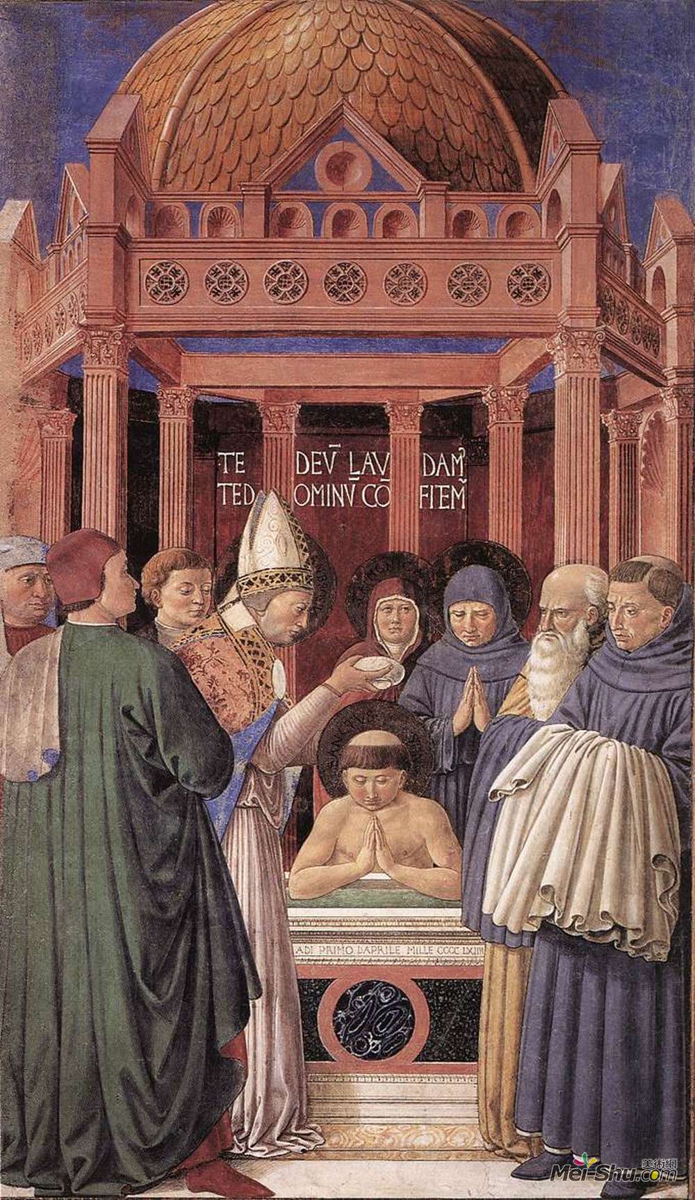 贝诺佐·哥佐利(Benozzo Gozzoli)高清作品《圣奥古斯丁的洗礼》
