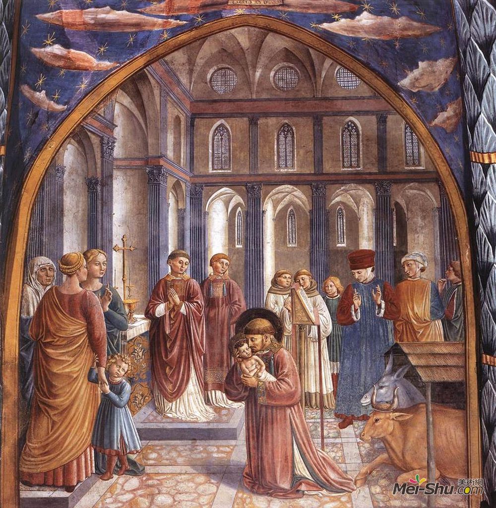 贝诺佐·哥佐利(Benozzo Gozzoli)高清作品《Establishment of the Manger at Greccio》