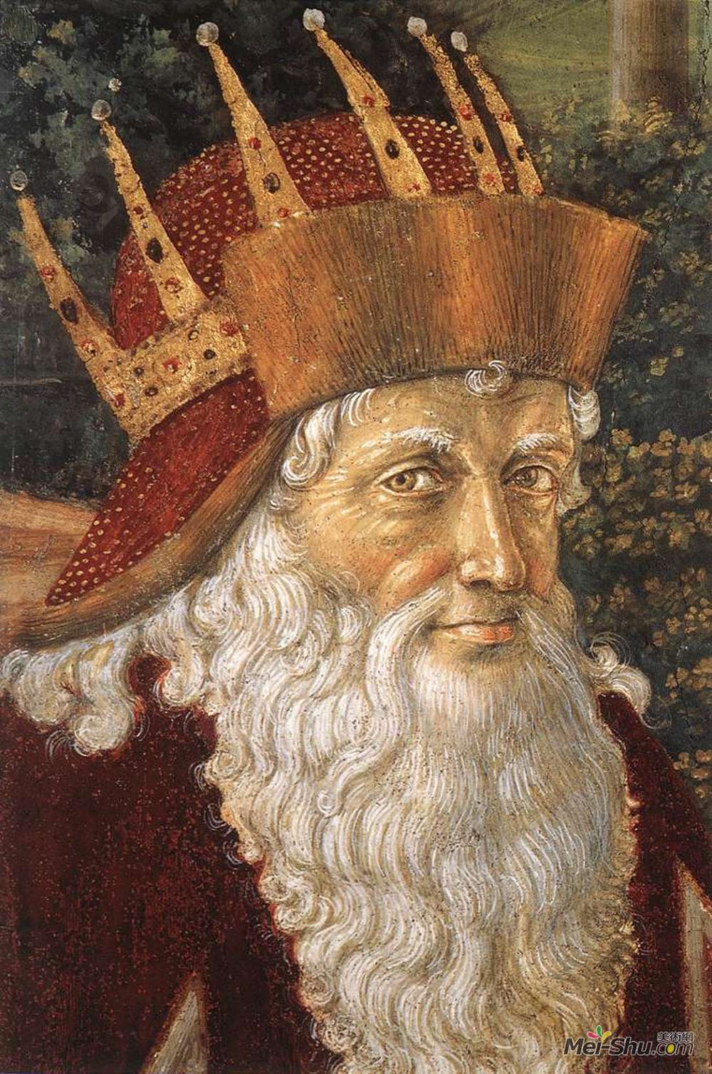贝诺佐·哥佐利(Benozzo Gozzoli)高清作品《游行前的法师（细节）》