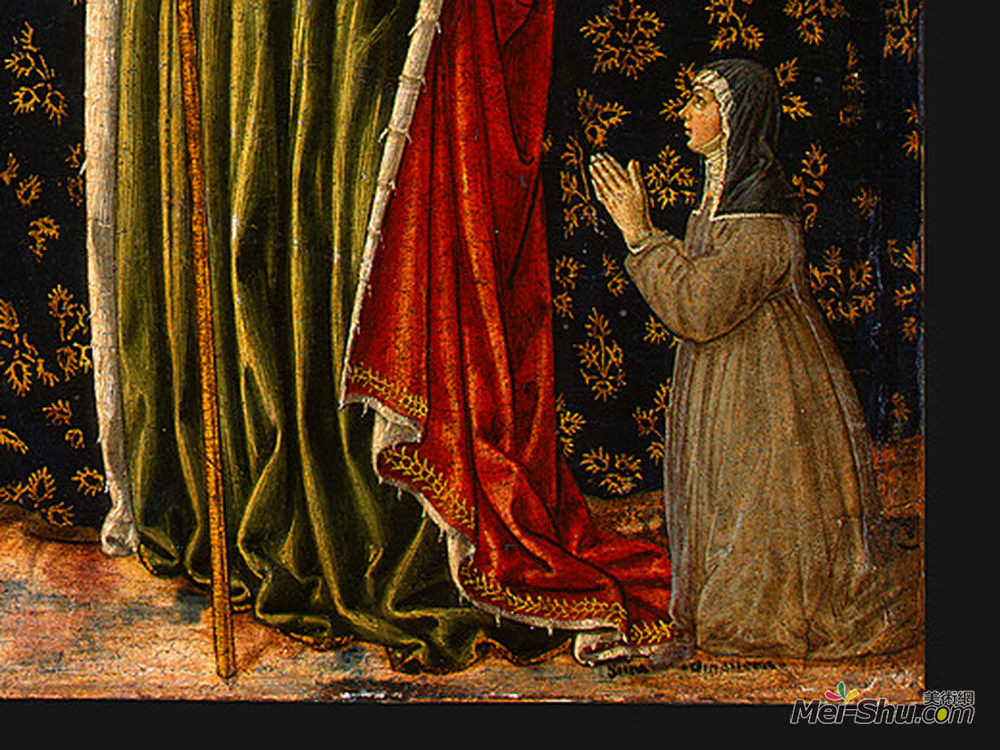 贝诺佐·哥佐利(Benozzo Gozzoli)高清作品《圣厄秀拉与天使和捐助者（细节）》