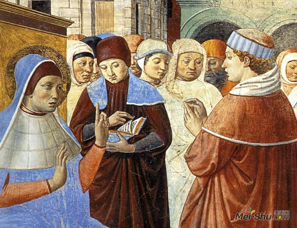 贝诺佐·哥佐利(Benozzo Gozzoli)高清作品《圣安布罗斯的场景（细节）》