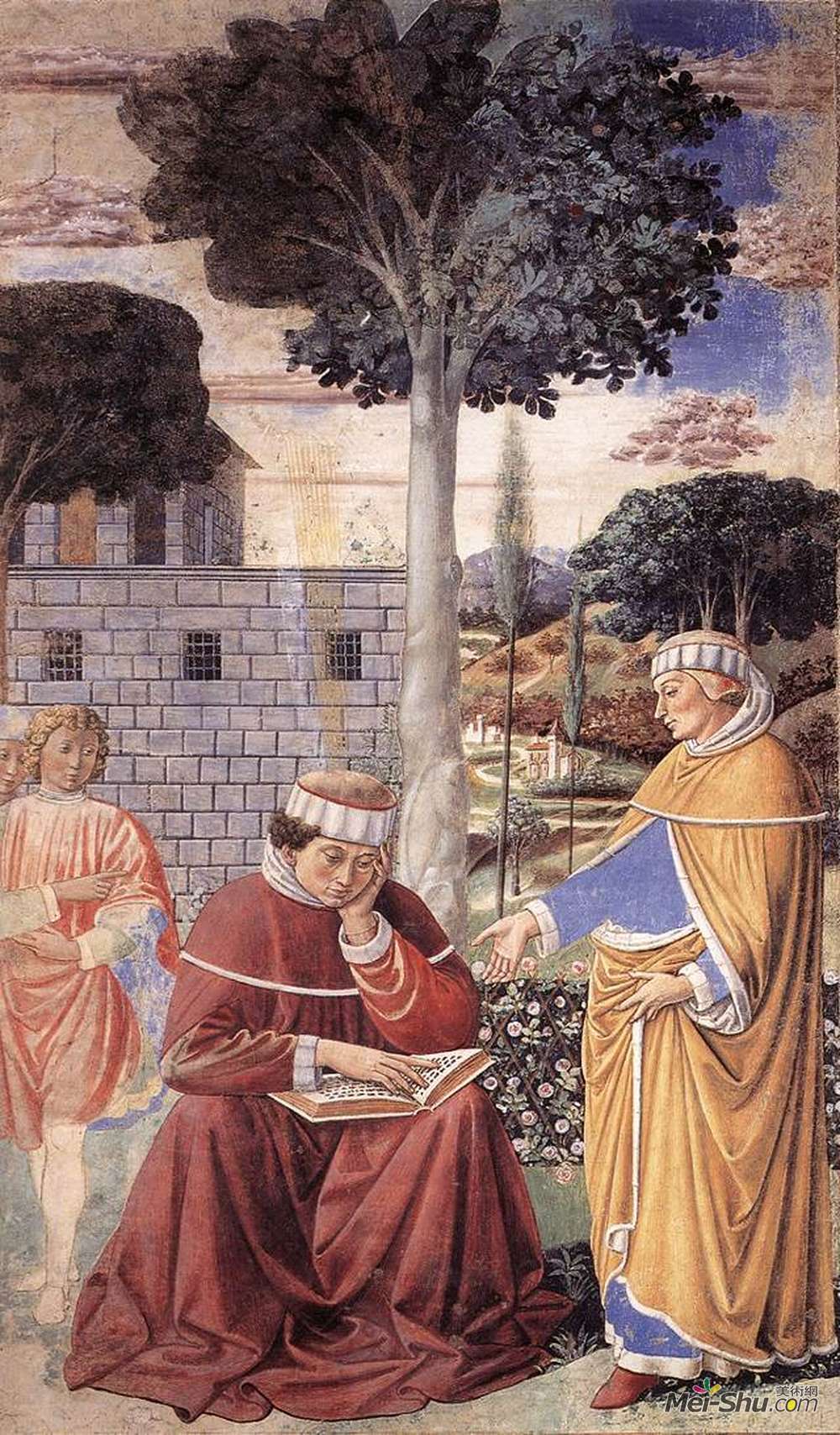 贝诺佐·哥佐利(Benozzo Gozzoli)高清作品《圣奥古斯丁读圣保罗书信》