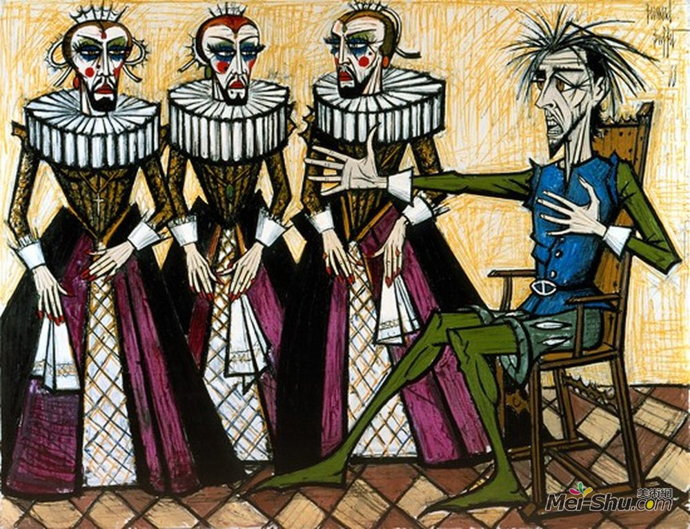 贝尔纳·布菲(Bernard Buffet)高清作品《Don Quichotte: Les duegnes》