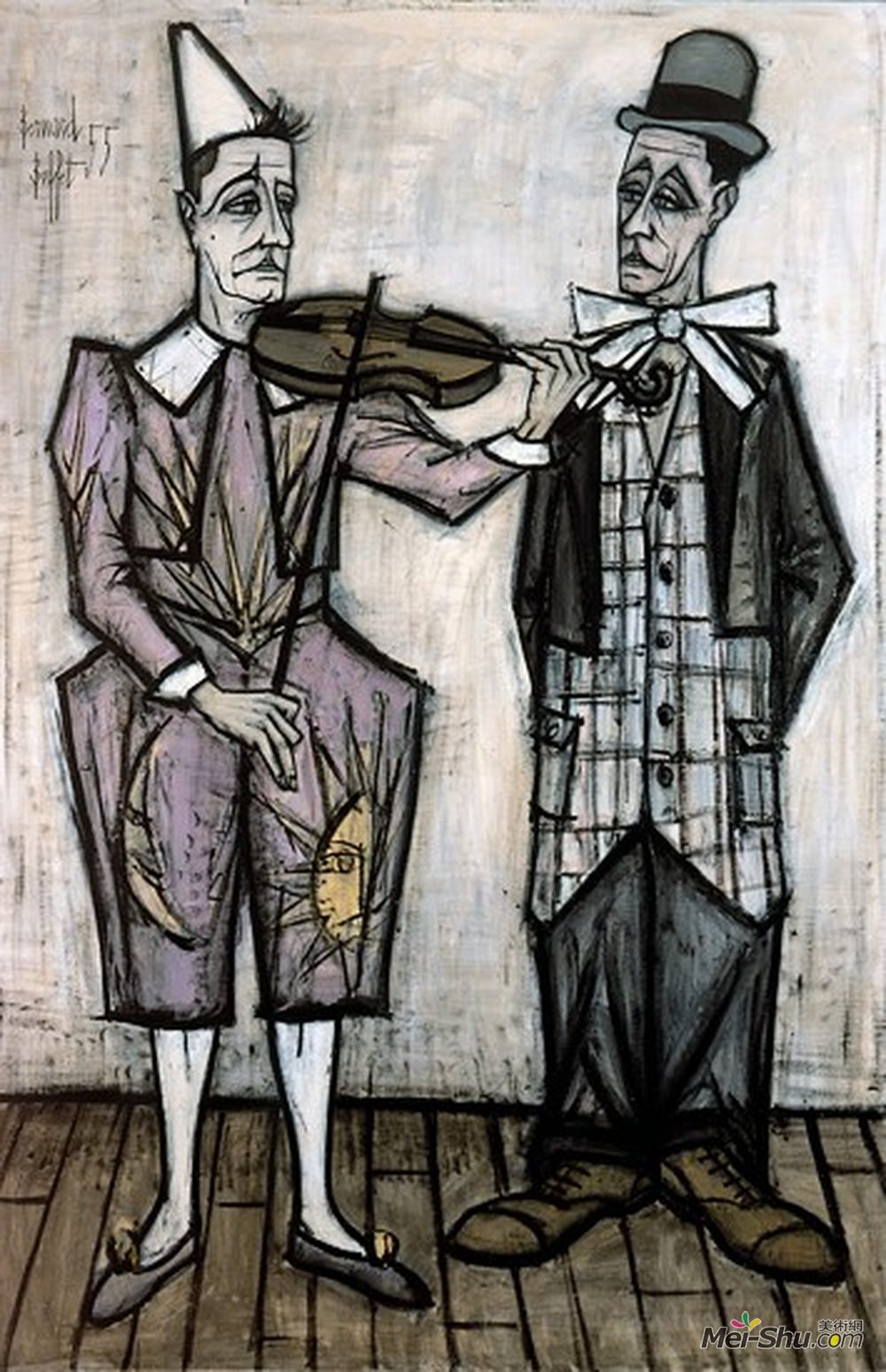 贝尔纳·布菲(Bernard Buffet)高清作品《马戏团的小丑：两个》