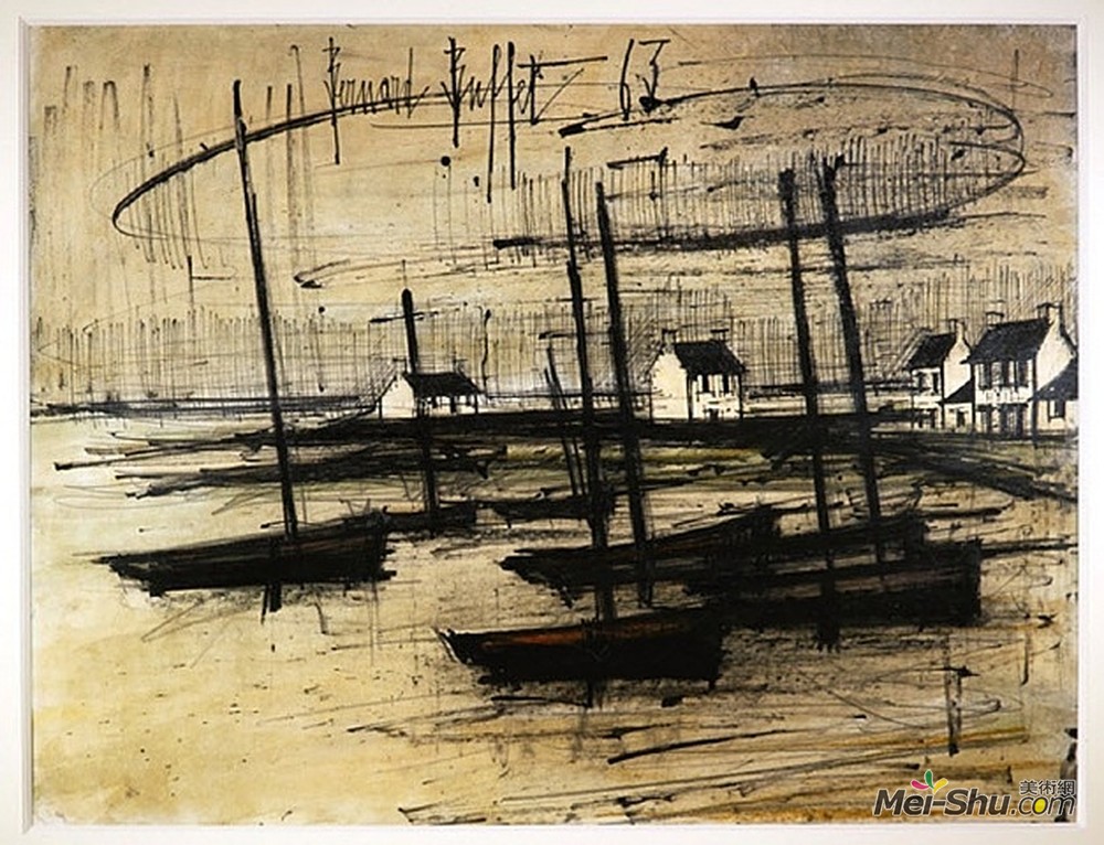 贝尔纳·布菲(Bernard Buffet)高清作品《Bateaux de p&êche》