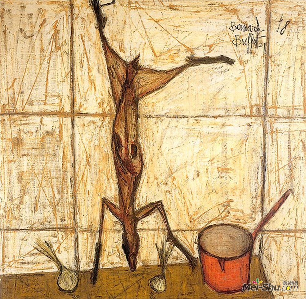 《兔子和泛红》贝尔纳·布菲(bernard buffet)高清作品欣赏