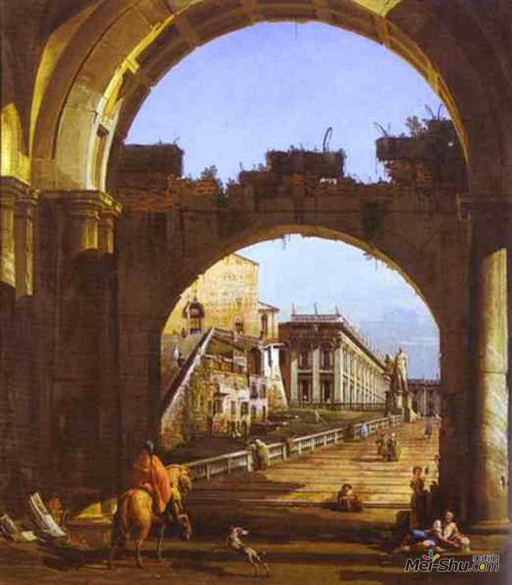 贝尔纳多·贝洛托(Bernardo Bellotto)高清作品《Capriccio of the Capitol》