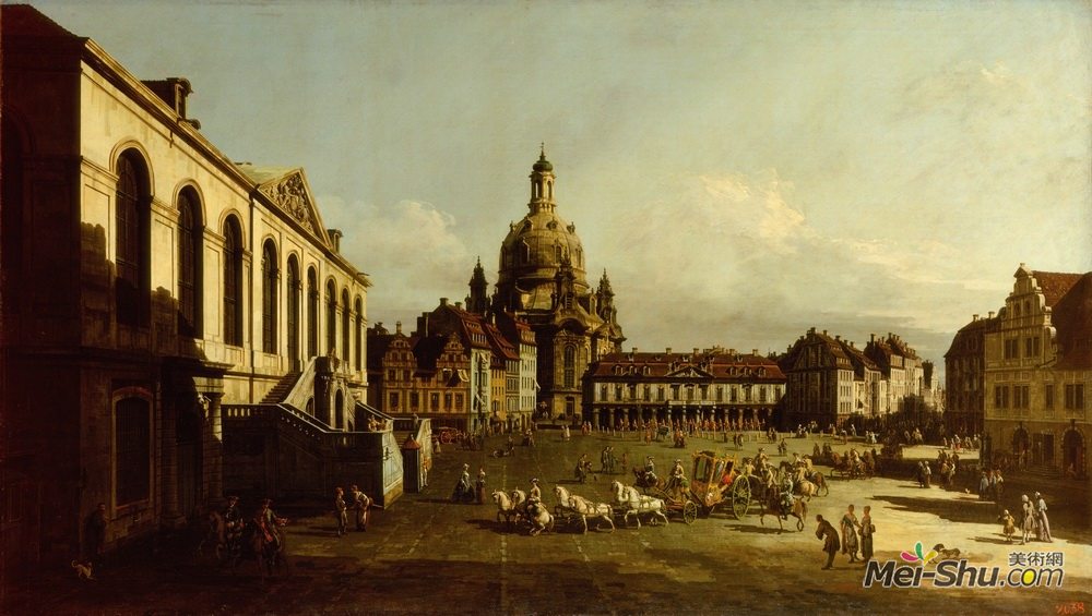 贝尔纳多·贝洛托(Bernardo Bellotto)高清作品《新的市场在德累斯顿的酒店》