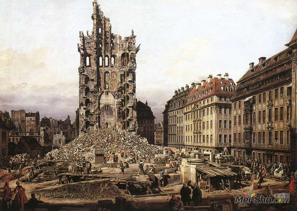 贝尔纳多·贝洛托(Bernardo Bellotto)高清作品《德累斯顿克鲁兹基尔的废墟》