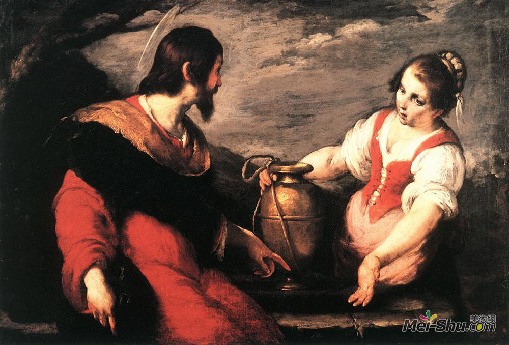 别·斯特劳兹(Bernardo Strozzi)高清作品《基督和撒玛利亚女人》