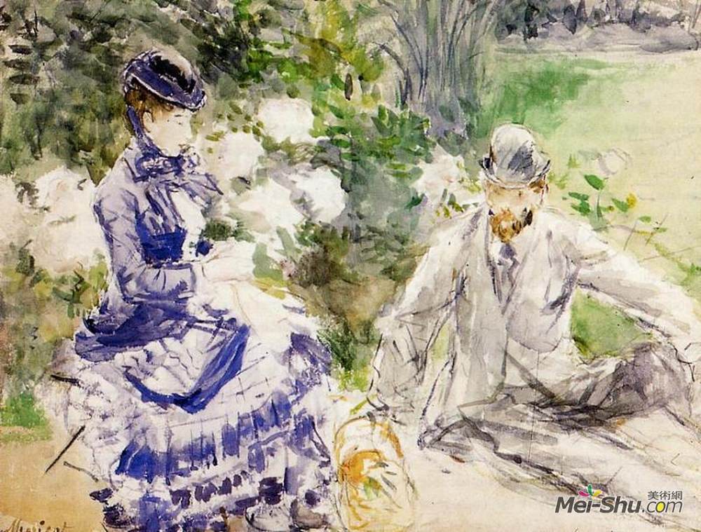 贝尔特·摩里索特(Berthe Morisot)高清作品《靠水》