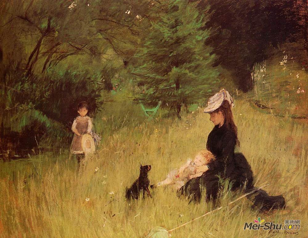 贝尔特·摩里索特(Berthe Morisot)高清作品《在公园里》