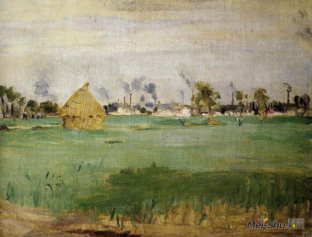 贝尔特·摩里索特(Berthe Morisot)高清作品《Landscape at Gennevilliers》