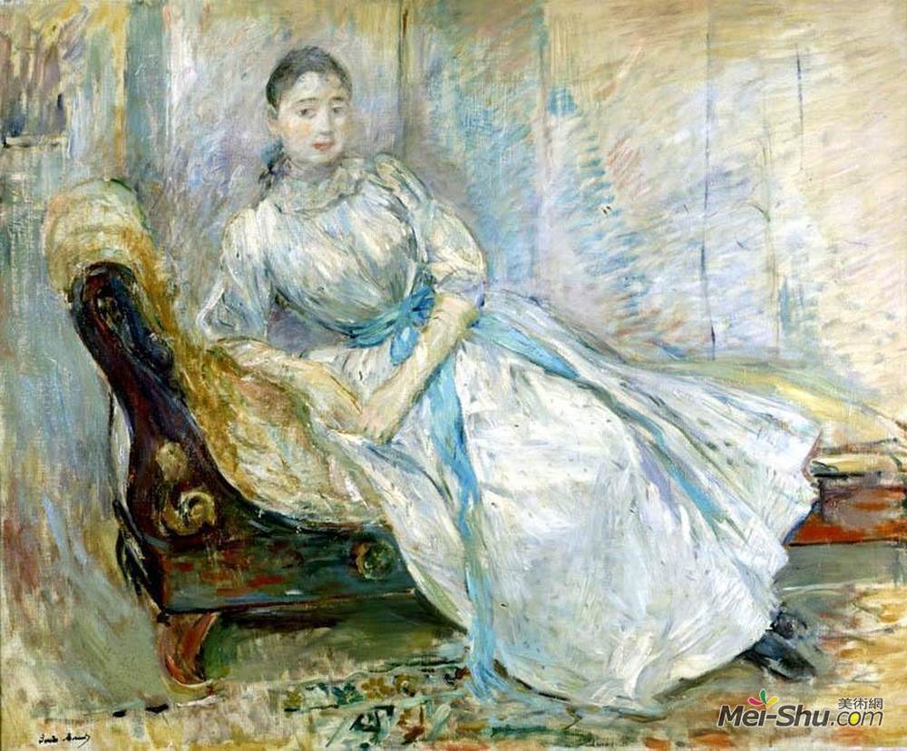 贝尔特·摩里索特(Berthe Morisot)高清作品《Madame Albine Sermicola in the Studio》