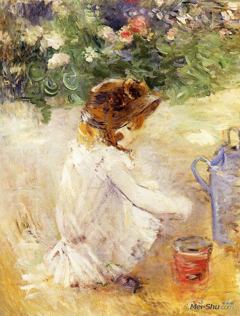 贝尔特·摩里索特(Berthe Morisot)高清作品《在沙中玩耍》