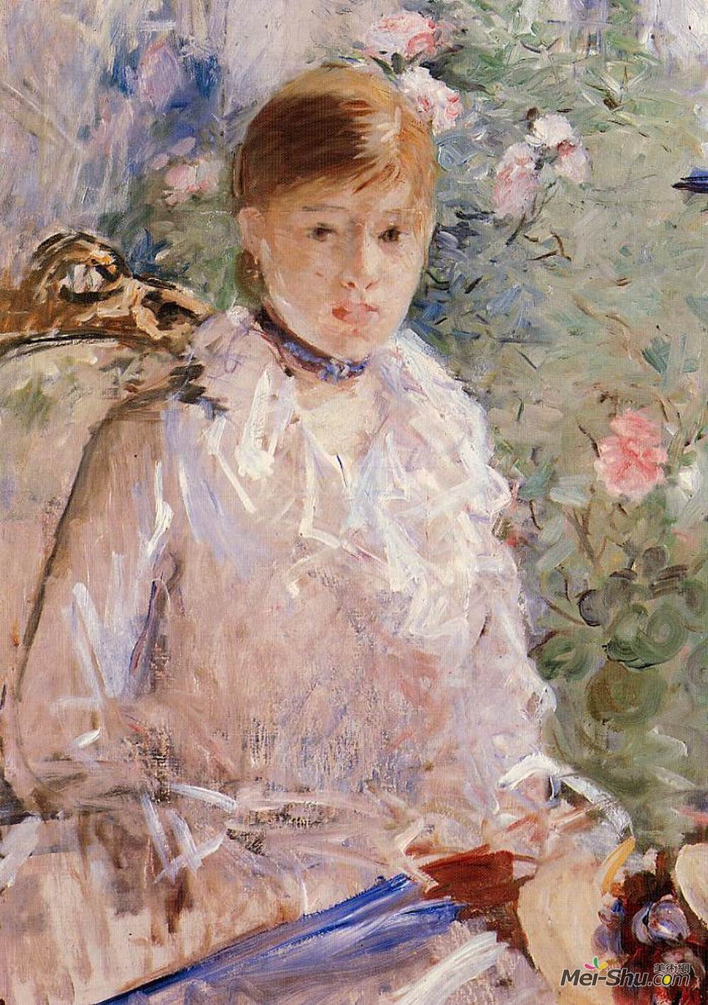 贝尔特·摩里索特(Berthe Morisot)高清作品《一位年轻女士的画像》