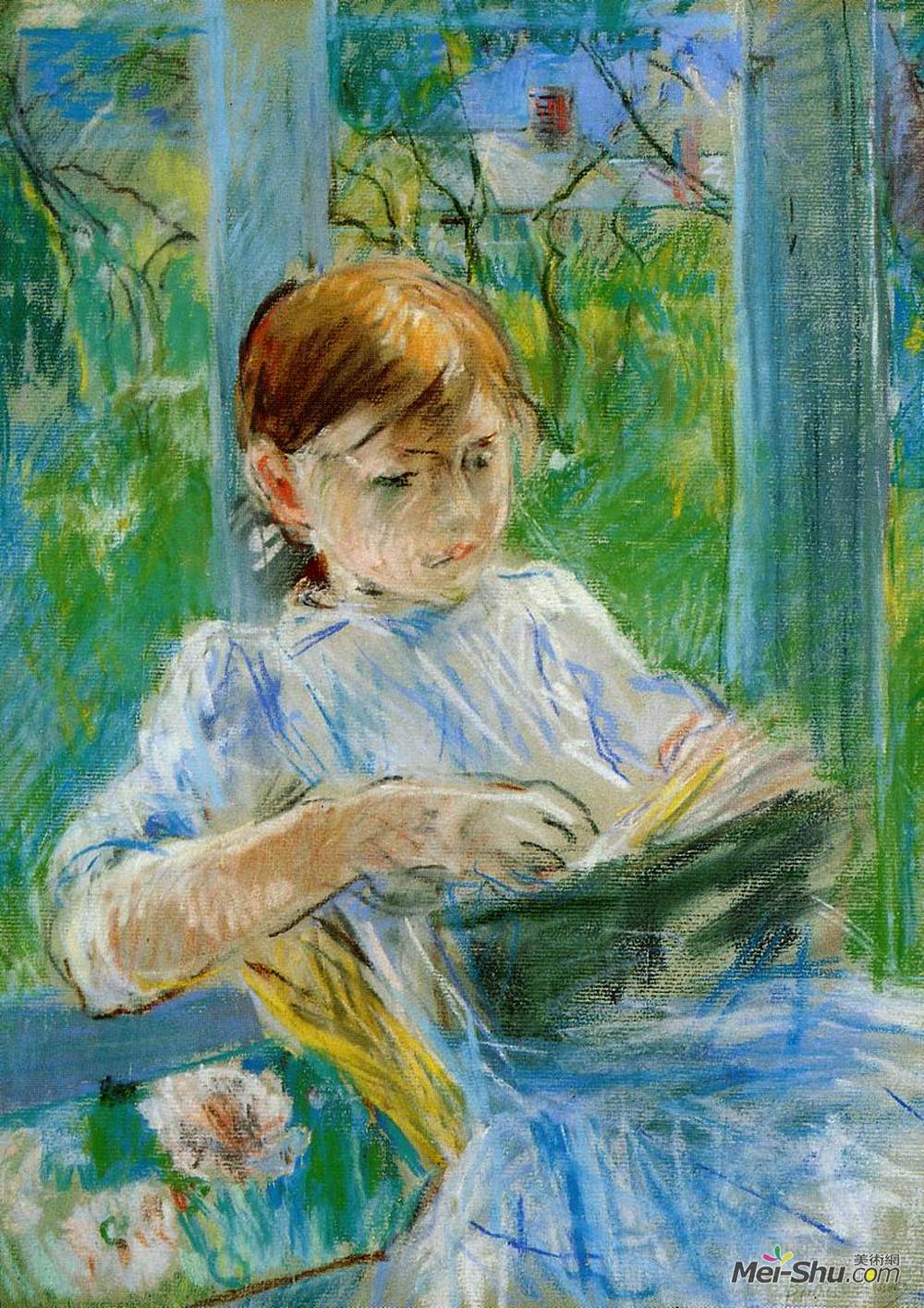 贝尔特·摩里索特(Berthe Morisot)高清作品《Portrait of the Artist's Daughter, Julie Manet, at G》