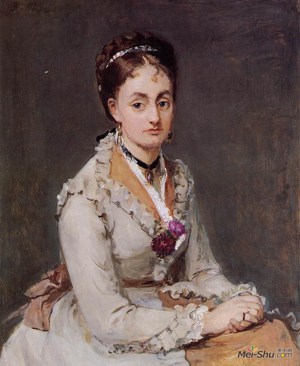 贝尔特·摩里索特(Berthe Morisot)高清作品《Portrait of the Artist's Sister, Mme Edma Pontillon,》