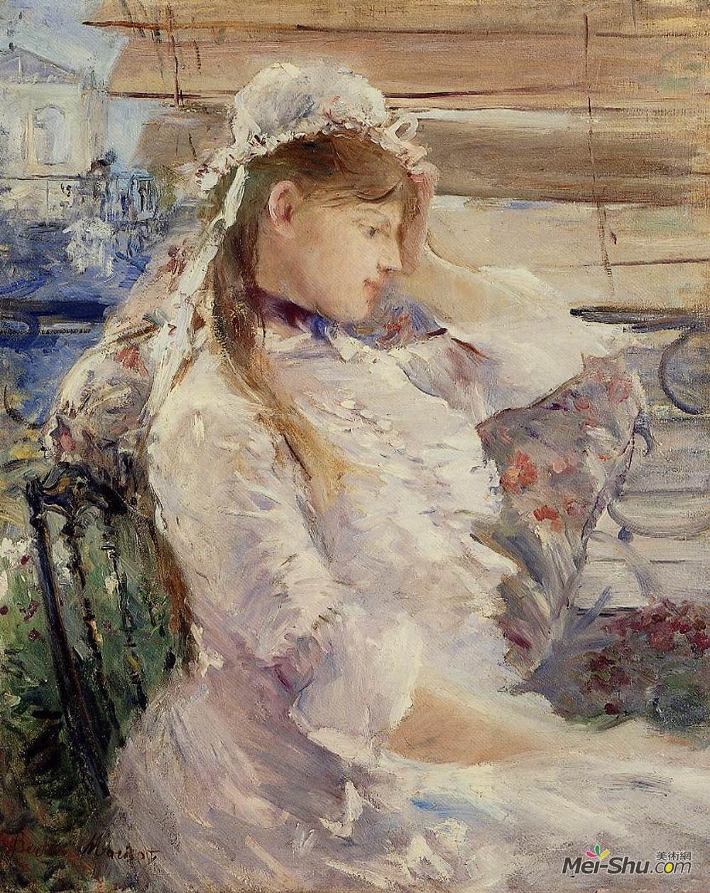 贝尔特·摩里索特(Berthe Morisot)高清作品《坐着的年轻女人的简介》