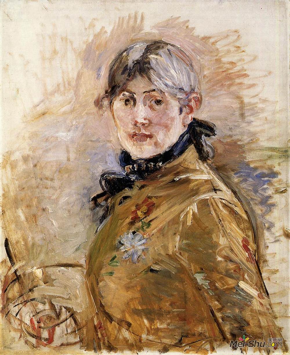 贝尔特·摩里索特(Berthe Morisot)高清作品《自画像》