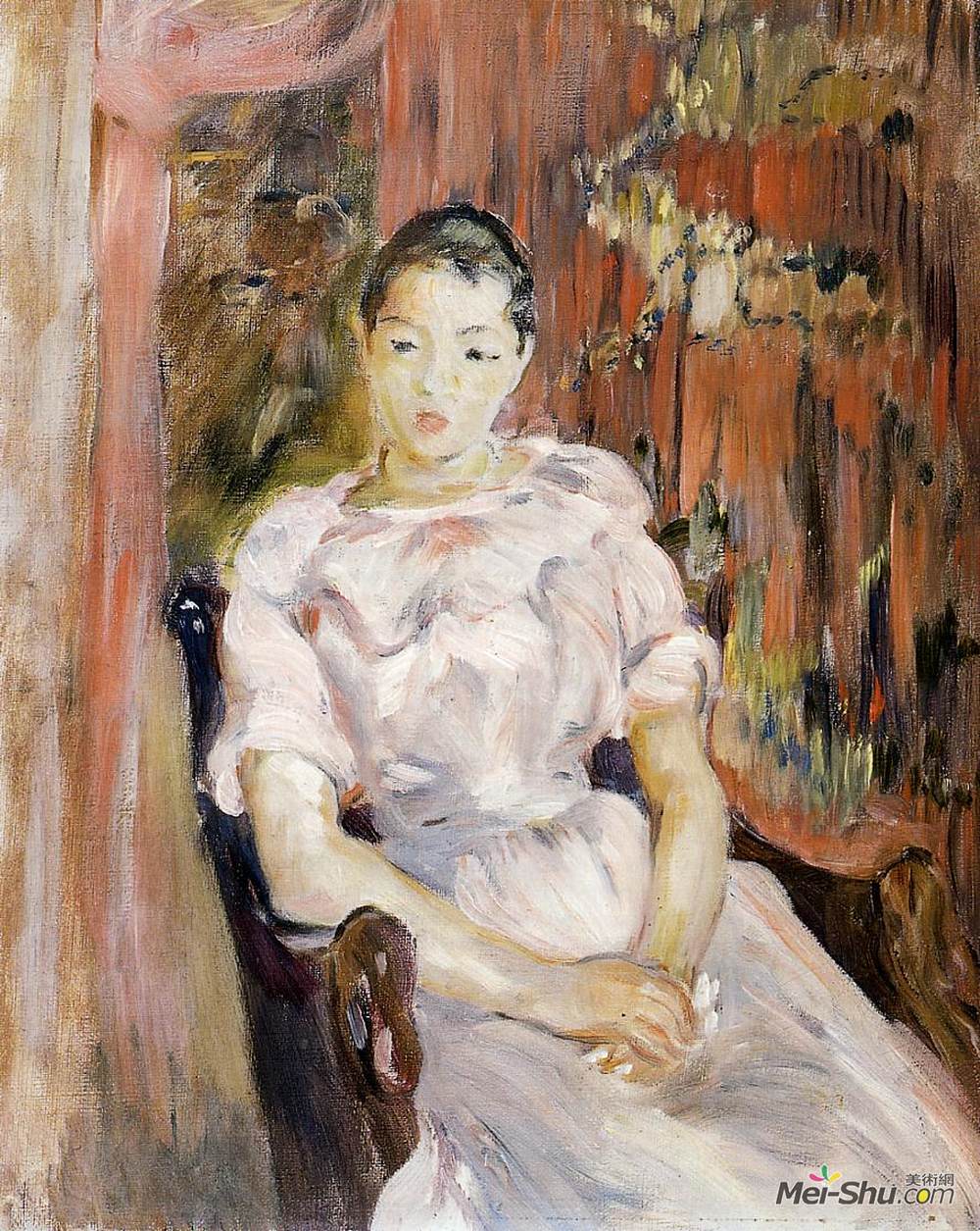 贝尔特·摩里索特(Berthe Morisot)高清作品《年轻女孩休息》