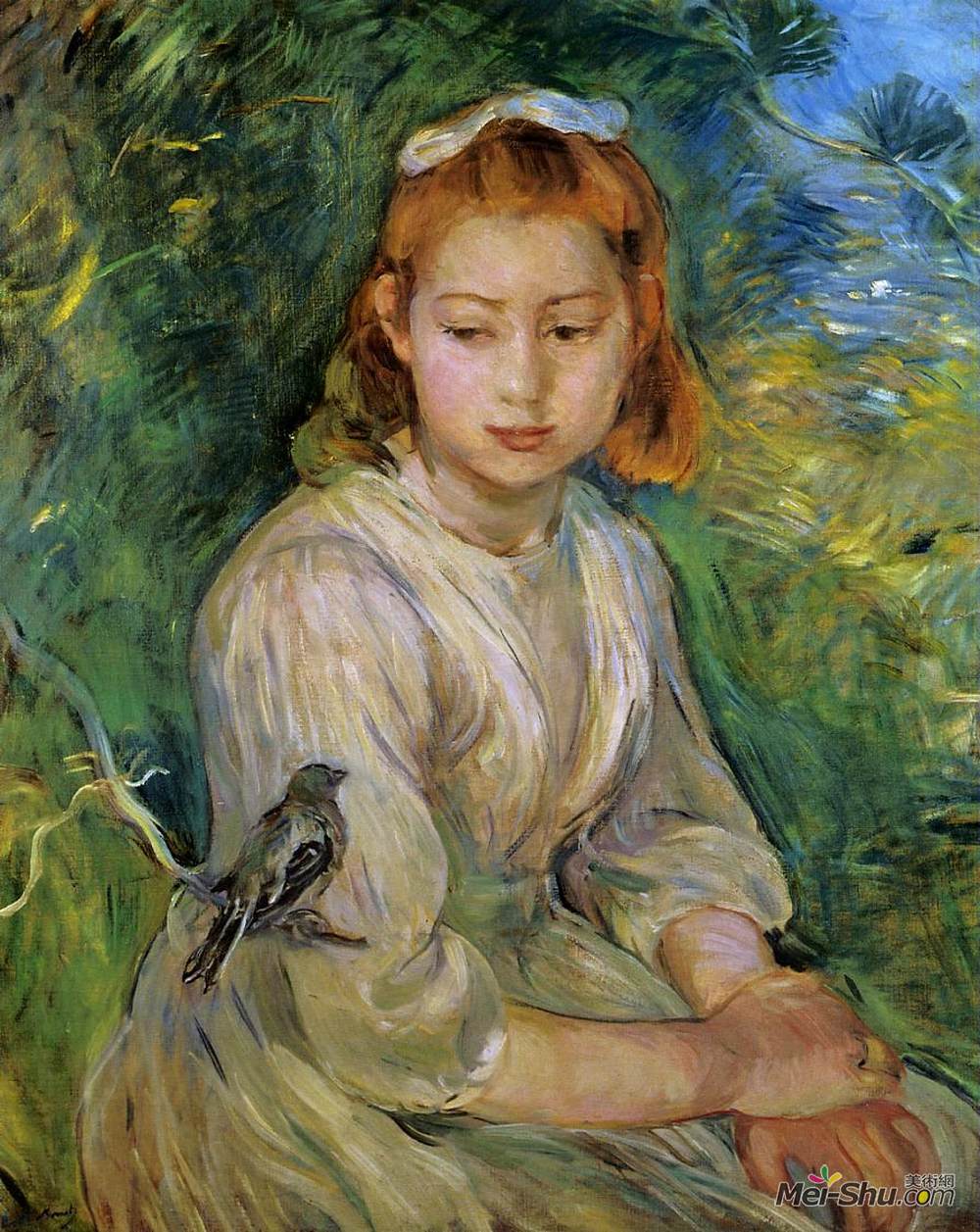 贝尔特·摩里索特(Berthe Morisot)高清作品《小鸟伴鸟》