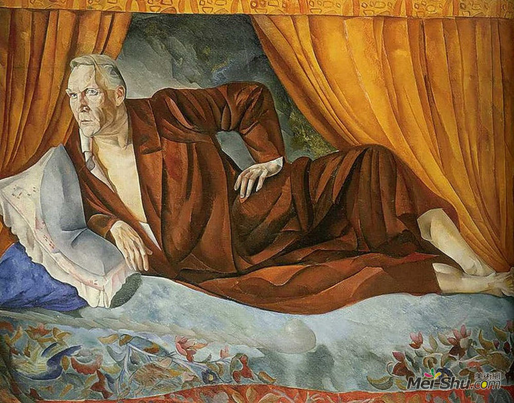 鲍里斯·格里戈里耶夫(Boris Grigoriev)高清作品《Portrait of Feodor Chaliapin》