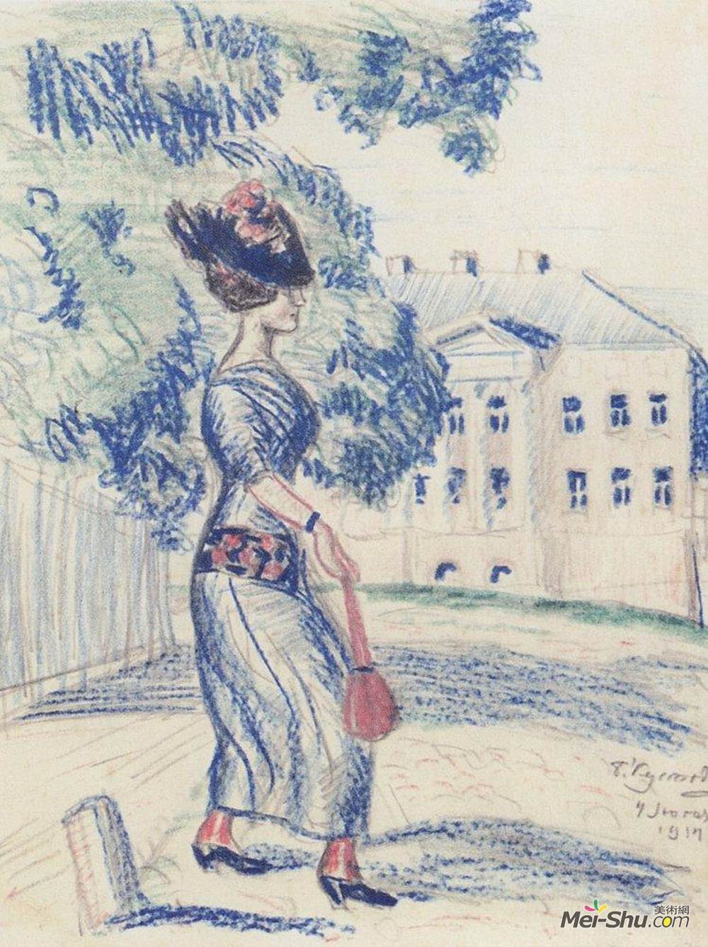鲍里斯·克斯托依列夫(Boris Kustodiev)高清作品《年轻商人的妻子》