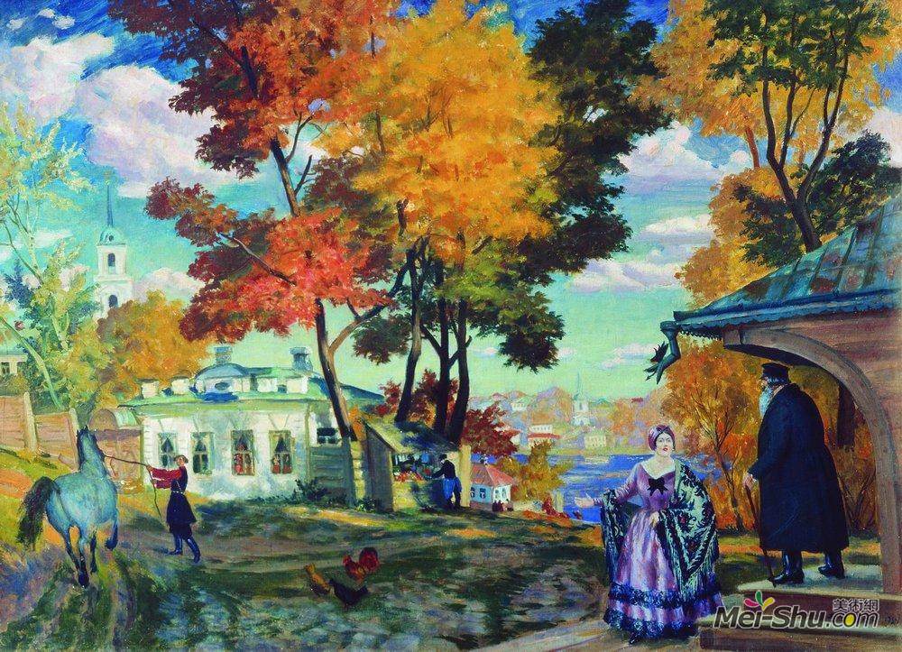 鲍里斯·克斯托依列夫(Boris Kustodiev)高清作品《秋天》