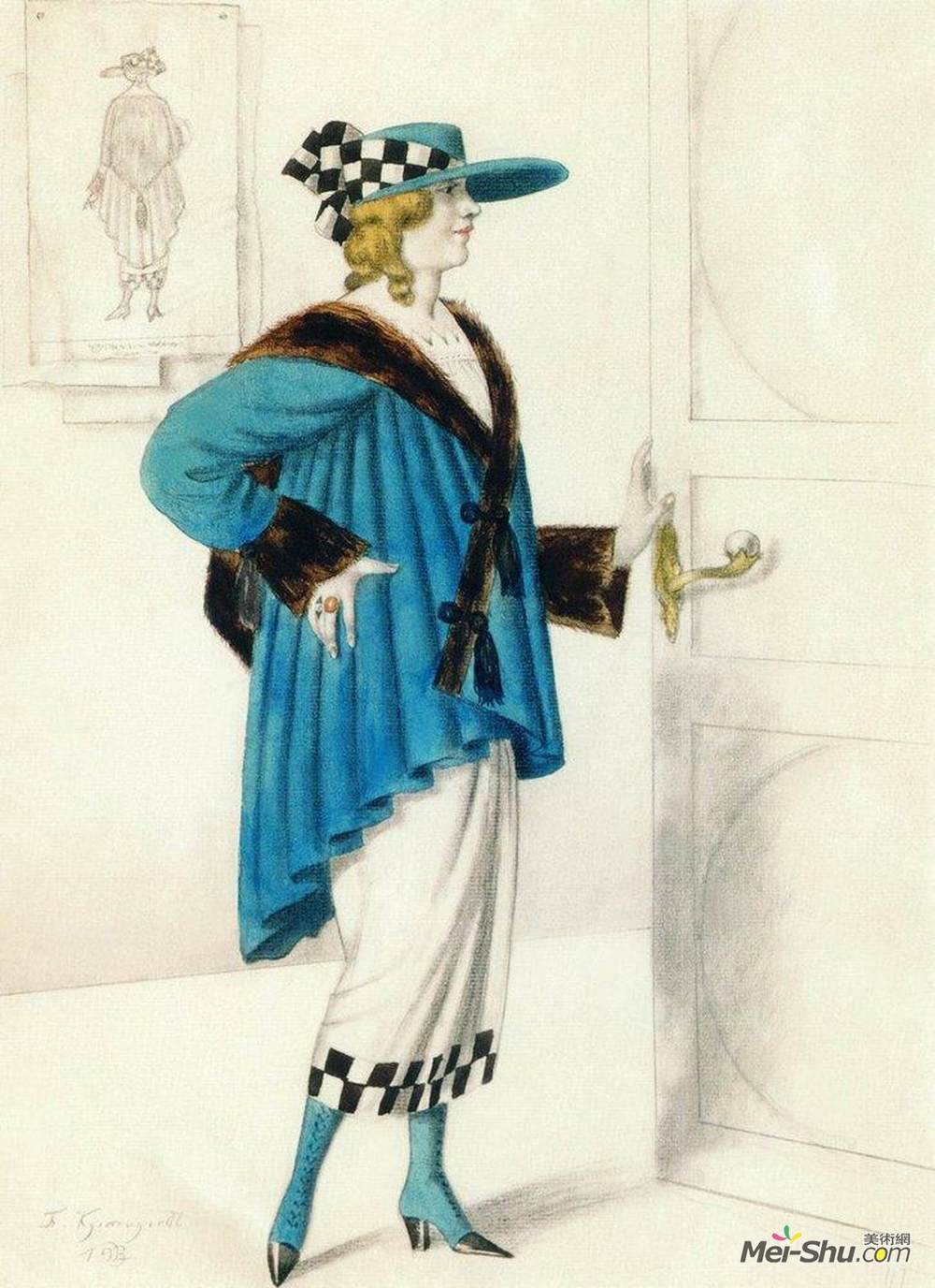 鲍里斯·克斯托依列夫(Boris Kustodiev)高清作品《女性服装设计》