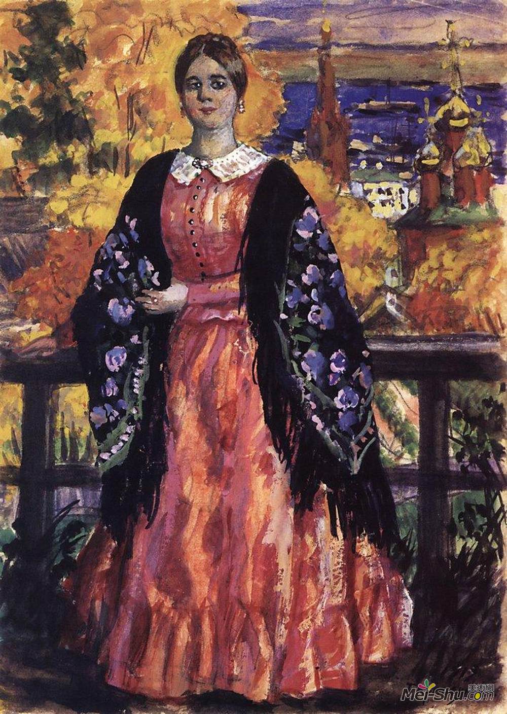 鲍里斯·克斯托依列夫(Boris Kustodiev)高清作品《梅卡恩特的妻子》