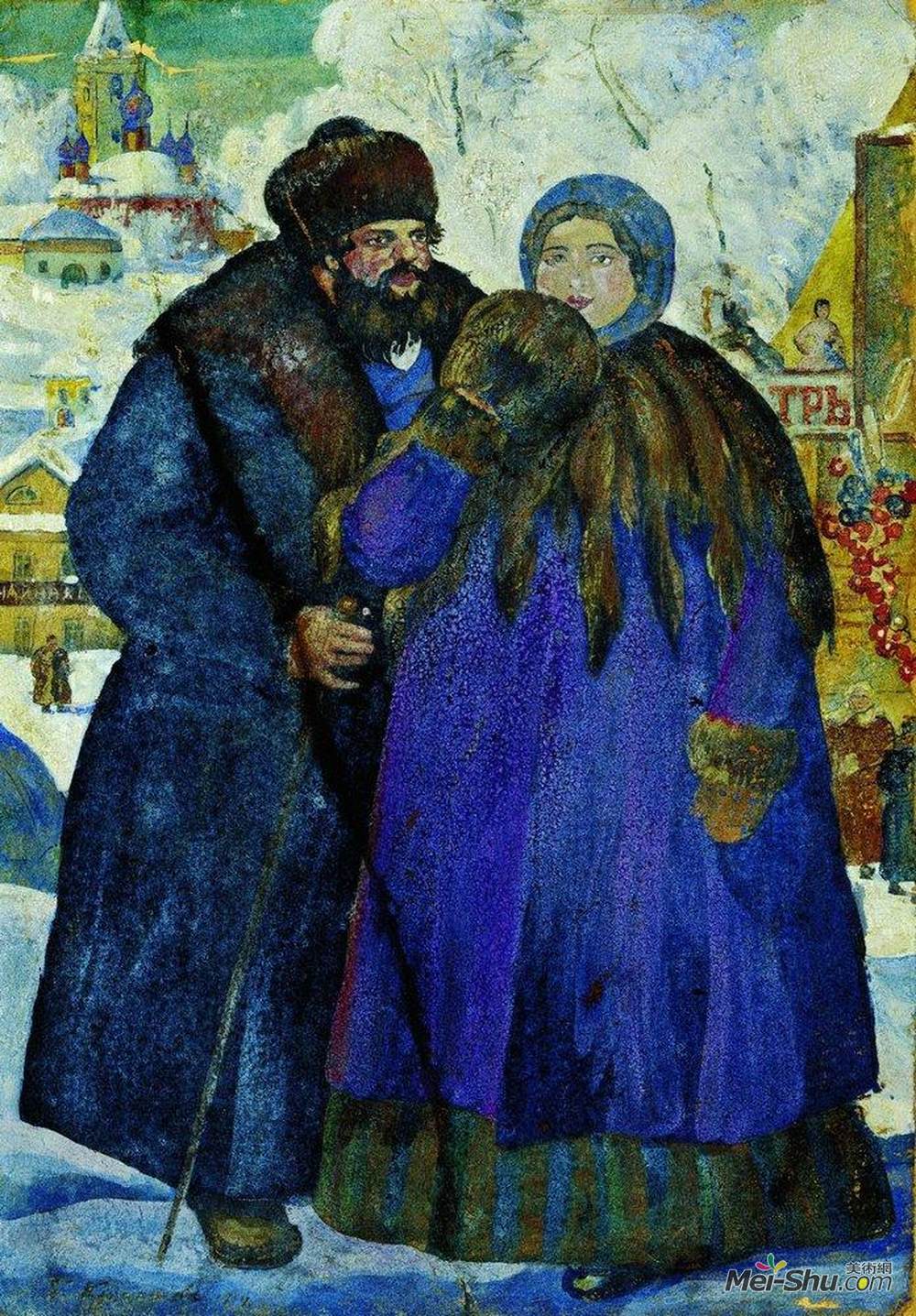 鲍里斯·克斯托依列夫(Boris Kustodiev)高清作品《商人与妻子》