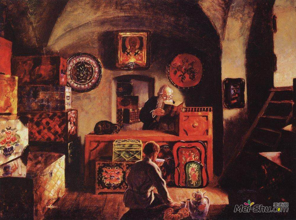 鲍里斯·克斯托依列夫(Boris Kustodiev)高清作品《商人》