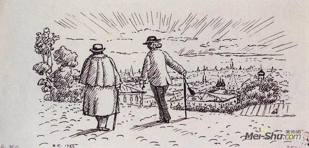 鲍里斯·克斯托依列夫(Boris Kustodiev)高清作品《在长廊上》