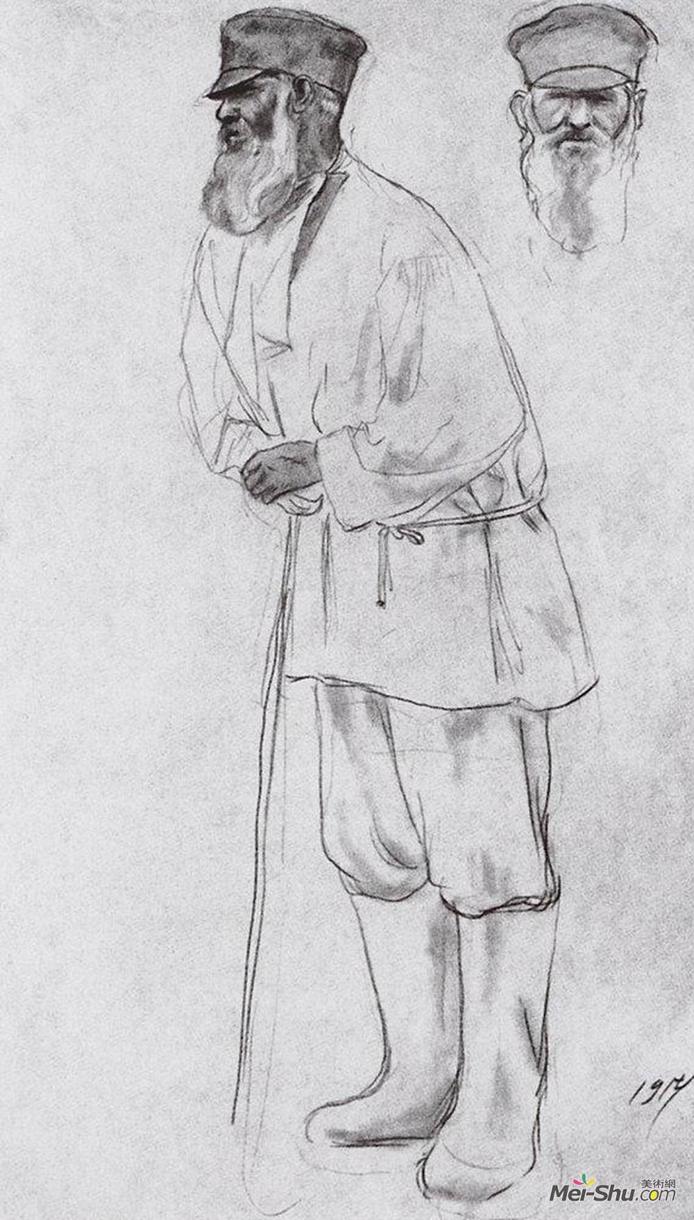 鲍里斯·克斯托依列夫(Boris Kustodiev)高清作品《农民》