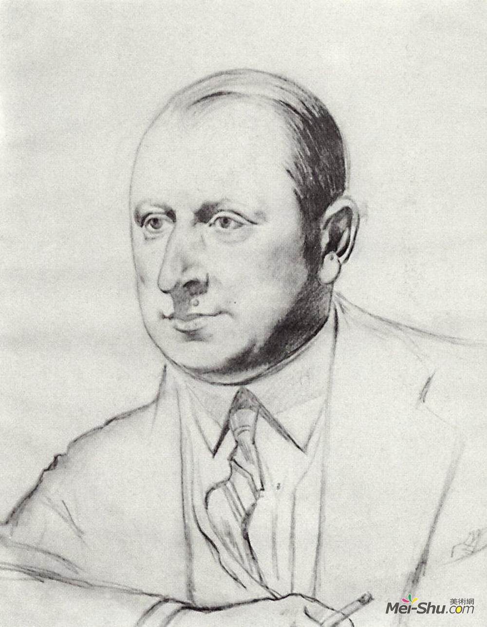 鲍里斯·克斯托依列夫(Boris Kustodiev)高清作品《Portrait B.A.Gorin-Goryainov》