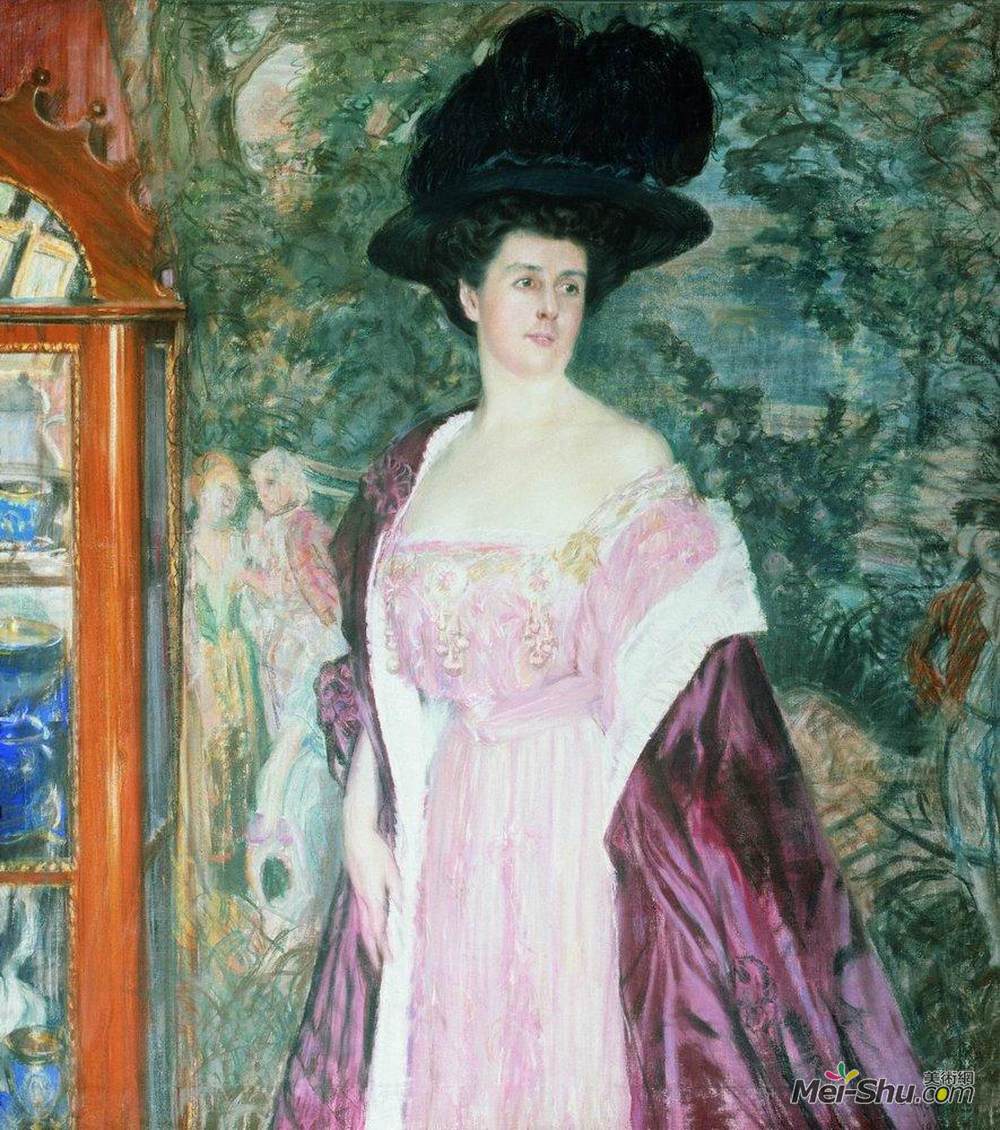 鲍里斯·克斯托依列夫(Boris Kustodiev)高清作品《罗马诺瓦画像》