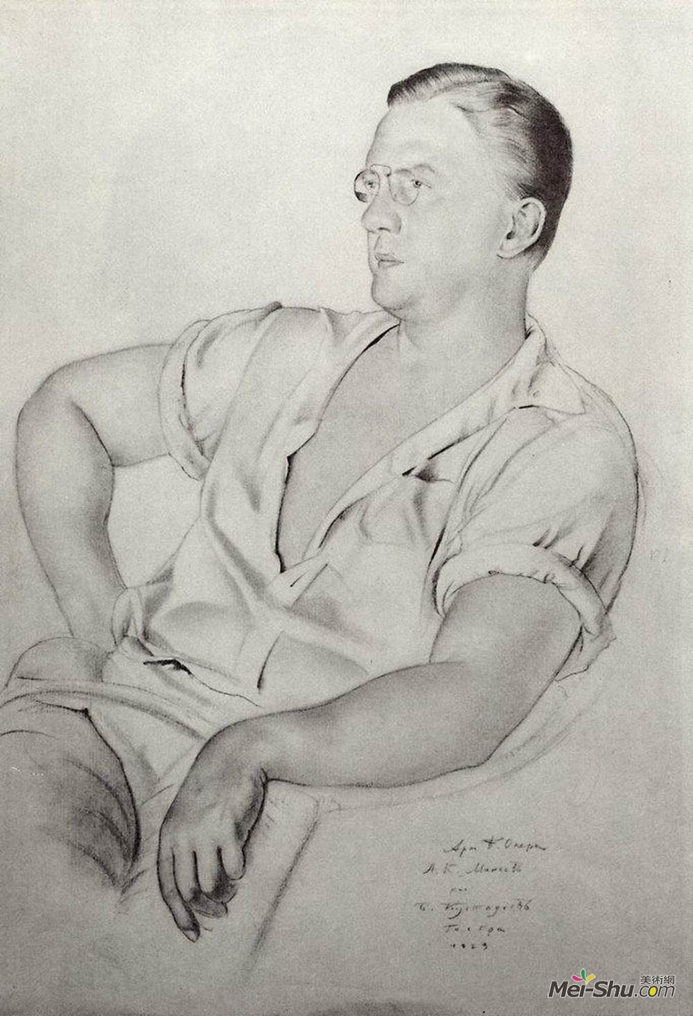 鲍里斯·克斯托依列夫(Boris Kustodiev)高清作品《Portrait of A.K. Mineev》