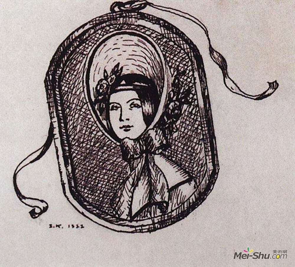 鲍里斯·克斯托依列夫(Boris Kustodiev)高清作品《一个女人的肖像（洛文丁阁下的肖像》