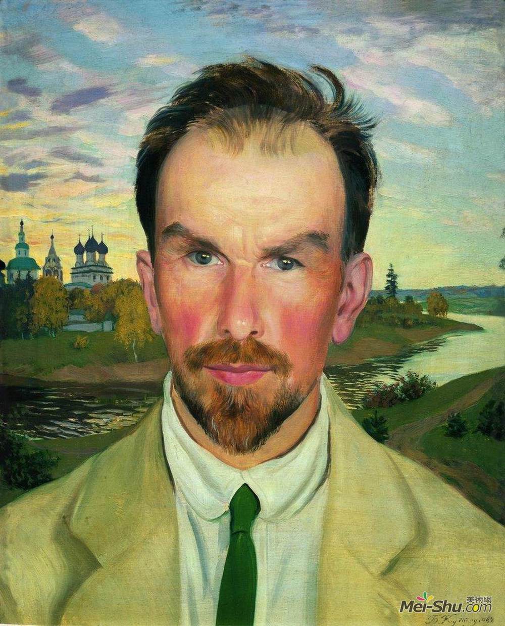 鲍里斯·克斯托依列夫(Boris Kustodiev)高清作品《Portrait of an Art Historian and Restorer Alexander Anisimov》