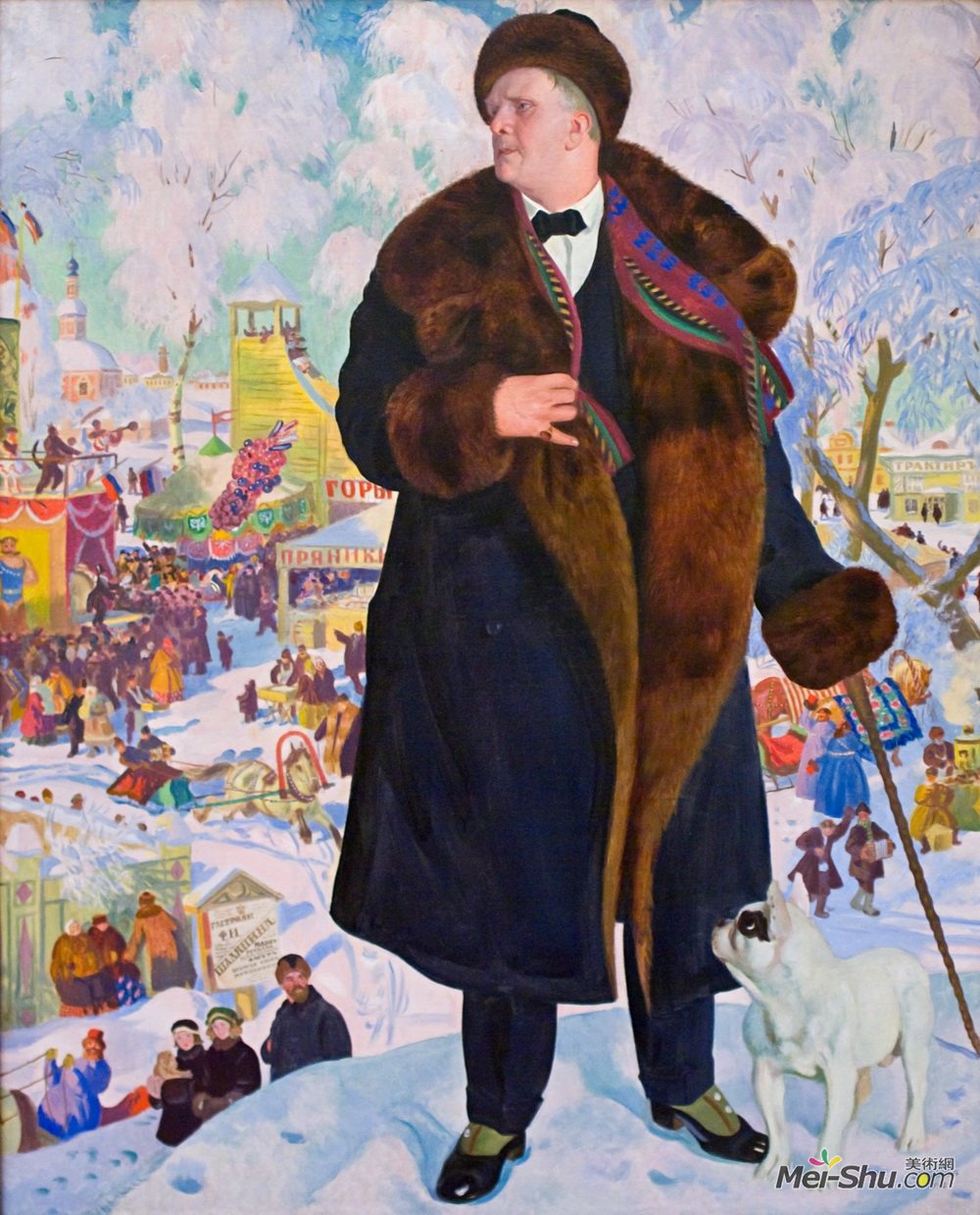 鲍里斯·克斯托依列夫(Boris Kustodiev)高清作品《Portrait of Fyodor Chaliapin》