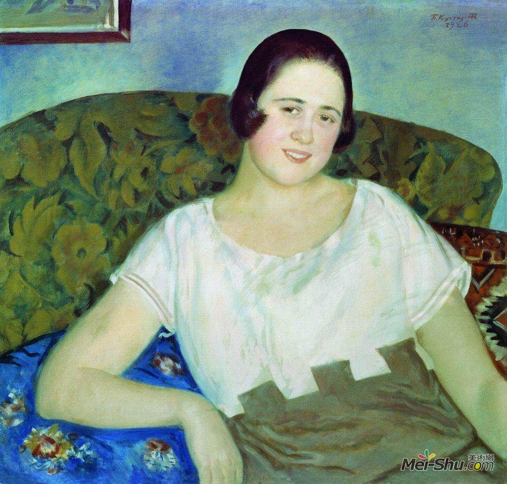 鲍里斯·克斯托依列夫(Boris Kustodiev)高清作品《Portrait of I. Ivanova》