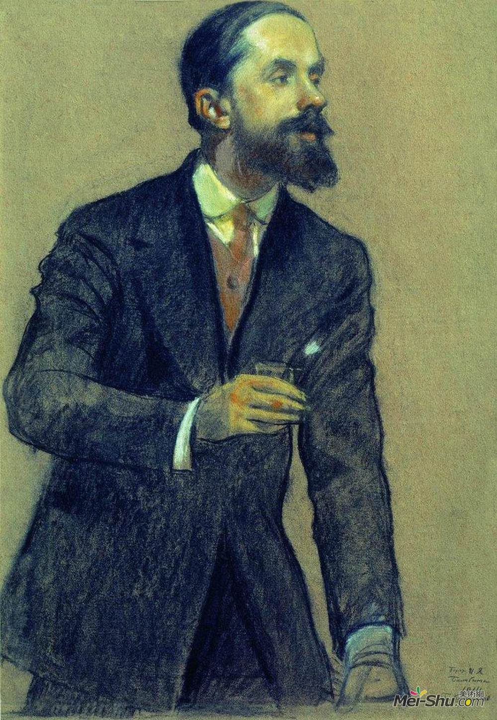 鲍里斯·克斯托依列夫(Boris Kustodiev)高清作品《伊万比利宾的肖像》