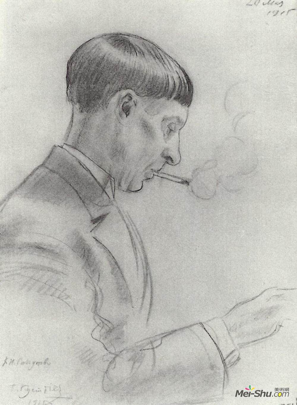 鲍里斯·克斯托依列夫(Boris Kustodiev)高清作品《Portrait of K.N. Sapunov》