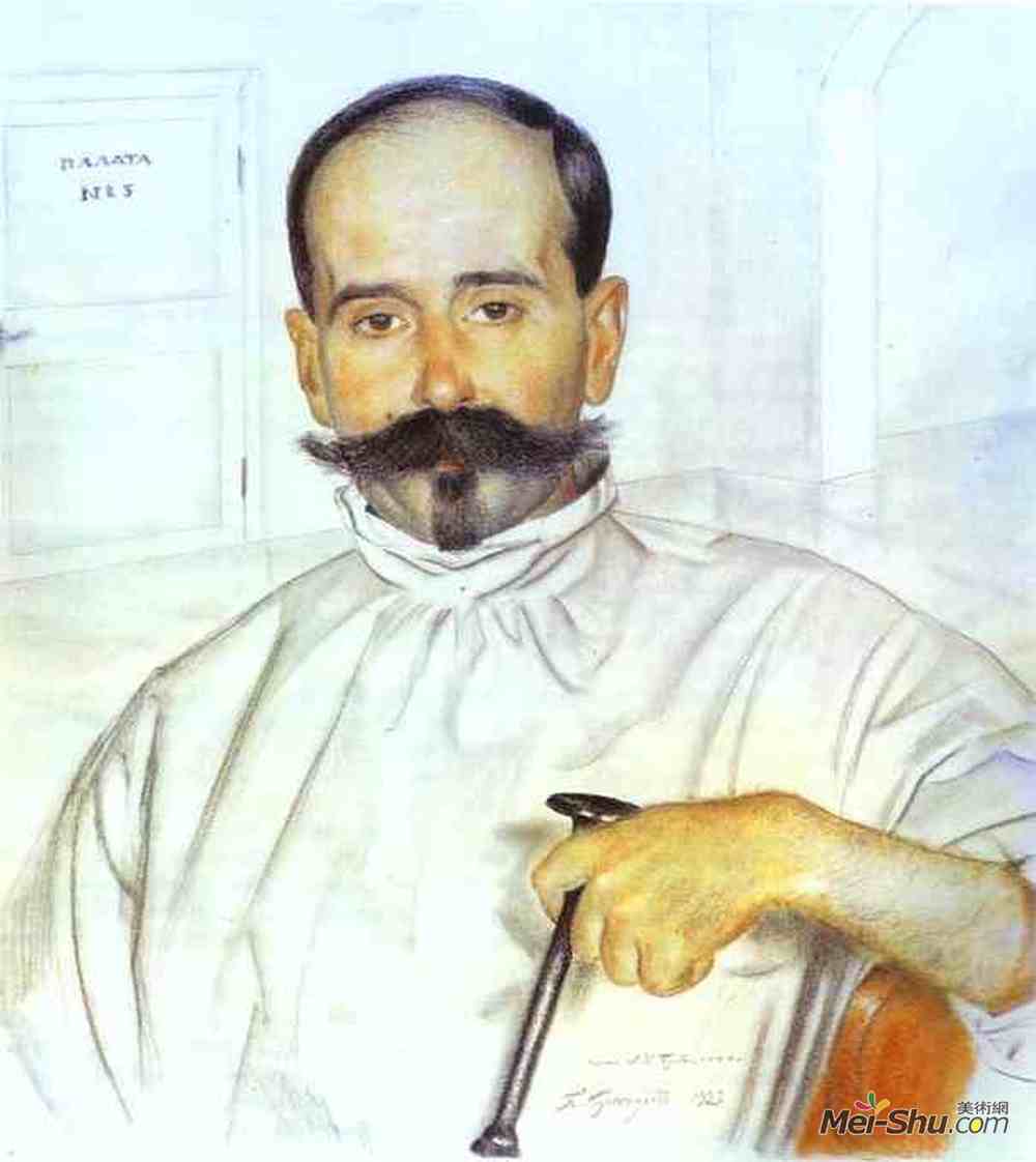 鲍里斯·克斯托依列夫(Boris Kustodiev)高清作品《Portrait of Lazar Ivanovich Bublichenko》