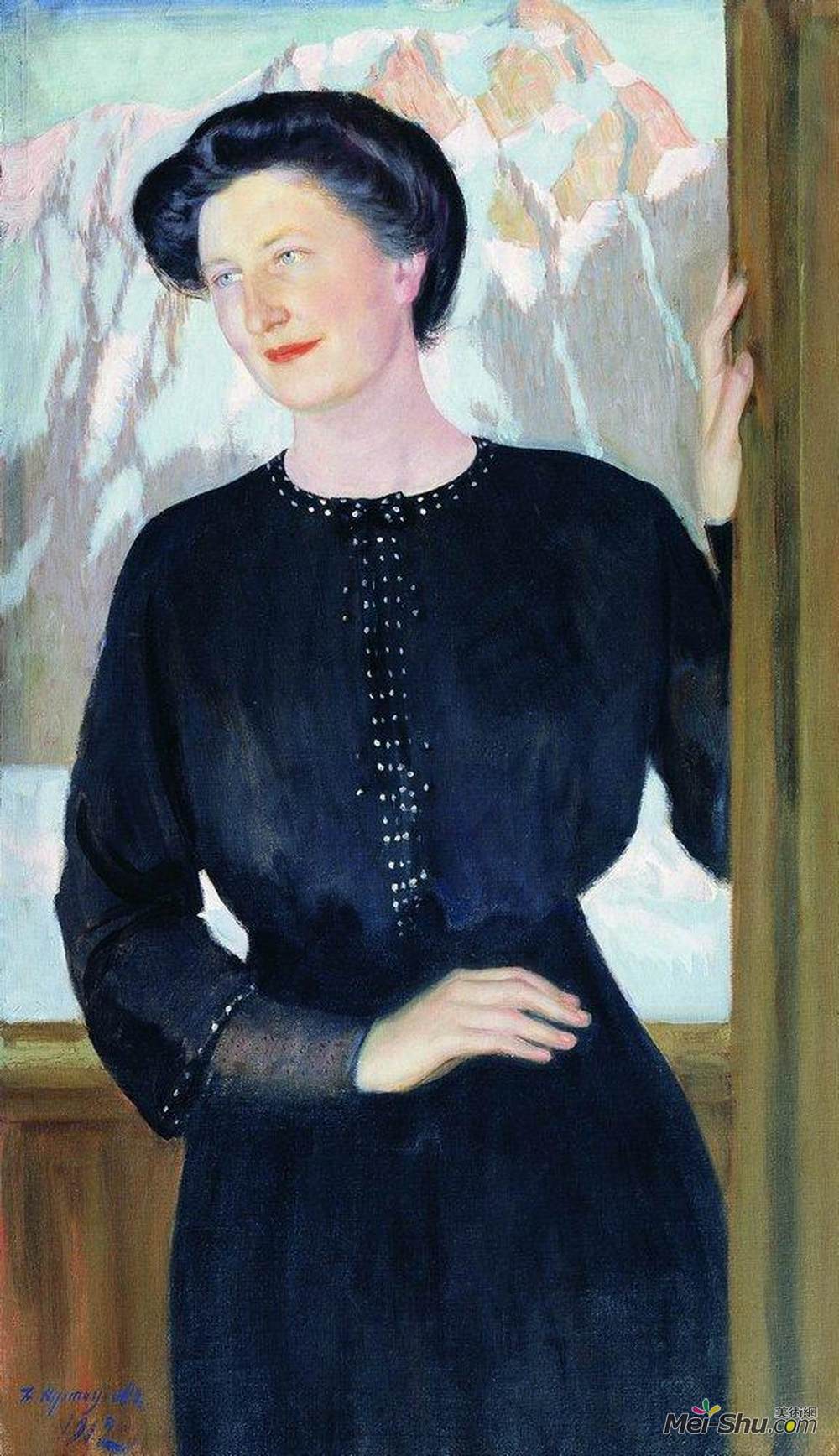 鲍里斯·克斯托依列夫(Boris Kustodiev)高清作品《泽伦斯卡亚画像》