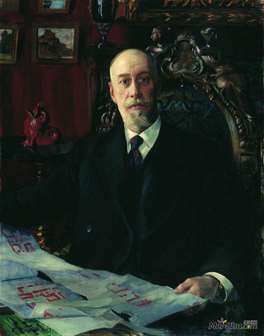 鲍里斯·克斯托依列夫(Boris Kustodiev)高清作品《Portrait of N.K. von Meck》