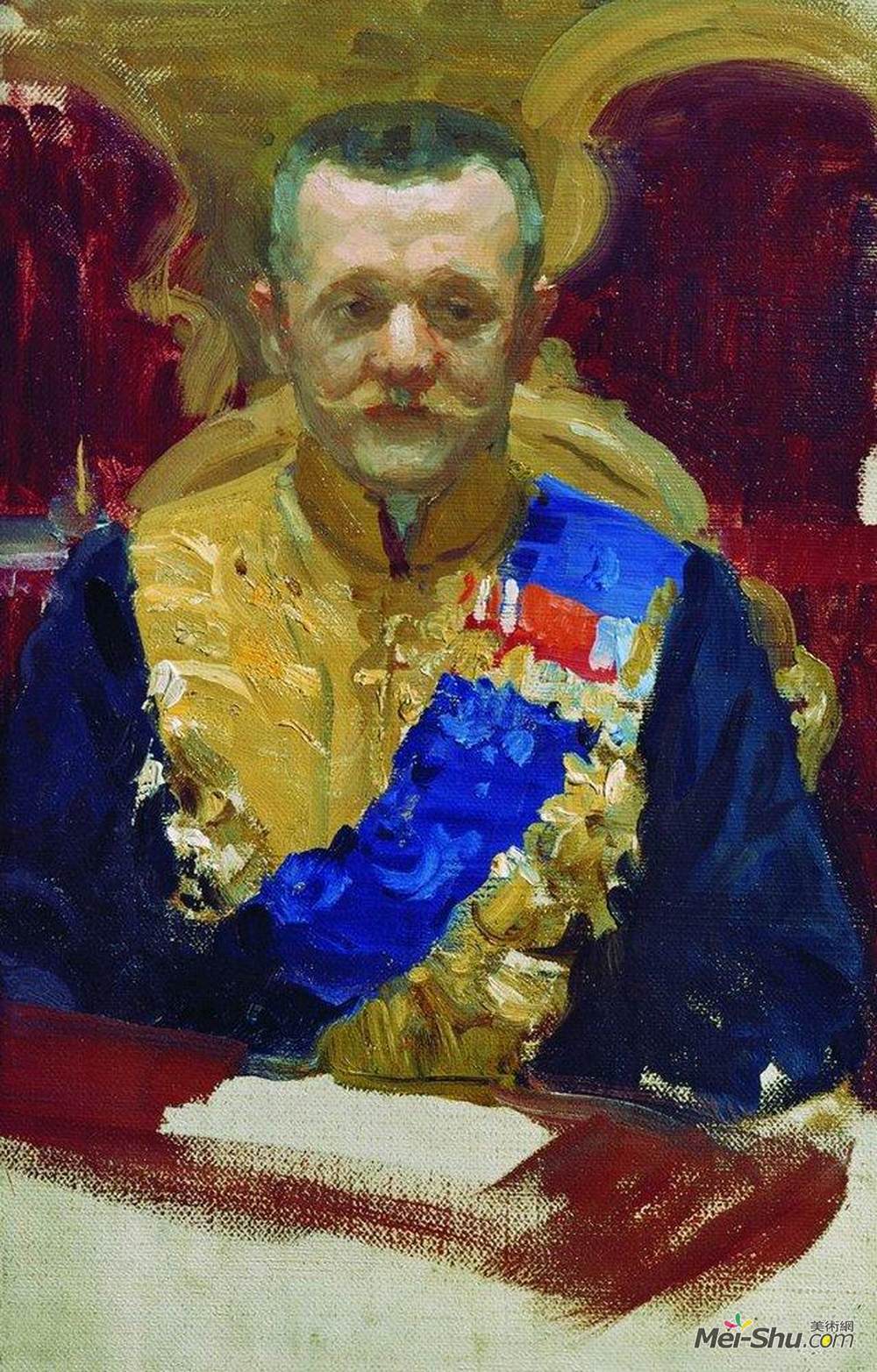 鲍里斯·克斯托依列夫(Boris Kustodiev)高清作品《Portrait of N.V. Muraviev》