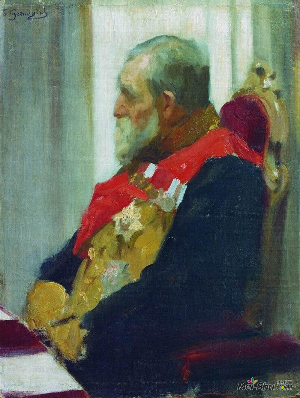 鲍里斯·克斯托依列夫(Boris Kustodiev)高清作品《Portrait of P. Salomon》