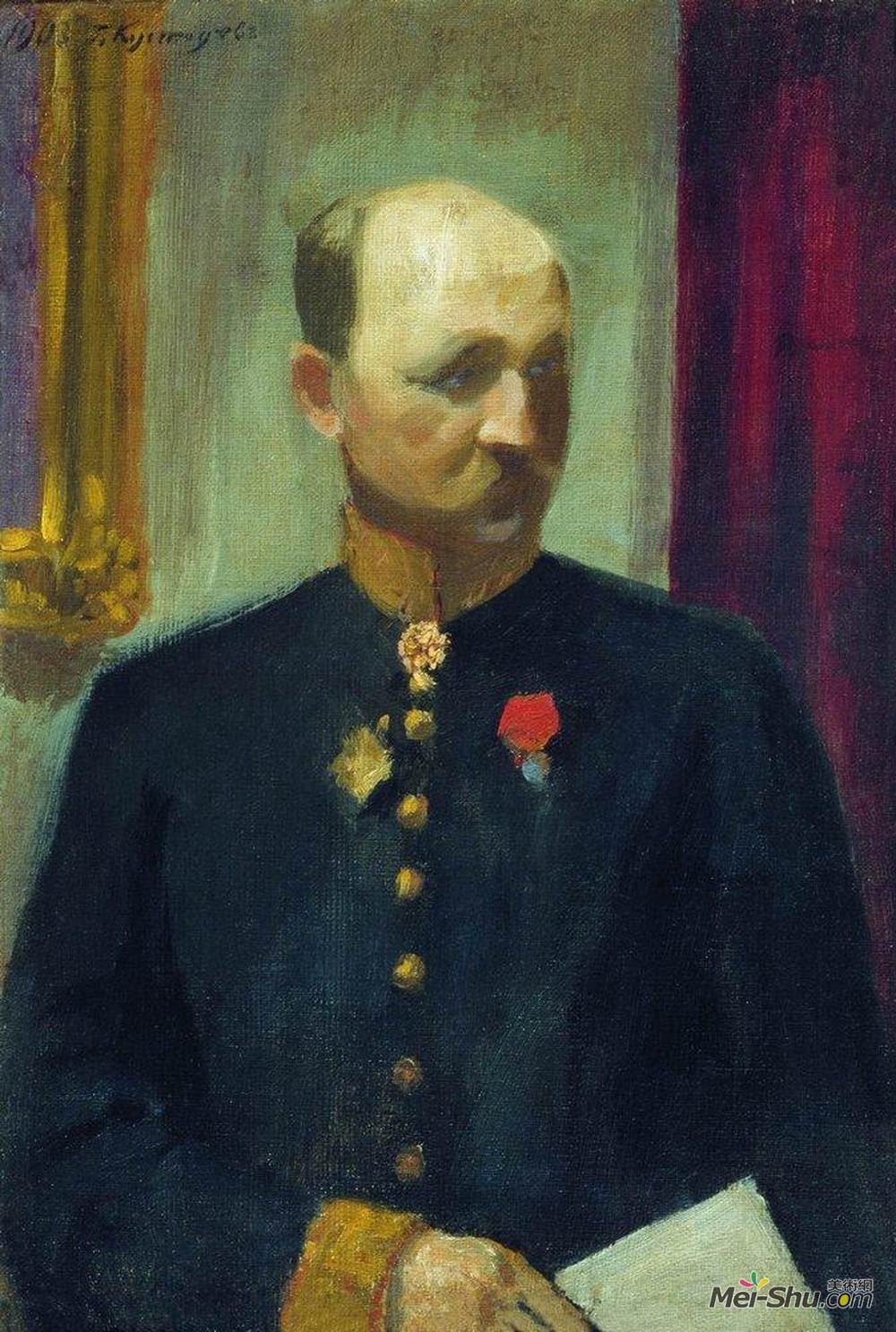 鲍里斯·克斯托依列夫(Boris Kustodiev)高清作品《Portrait of public servant Nikolai Nikolayevich Korevo》